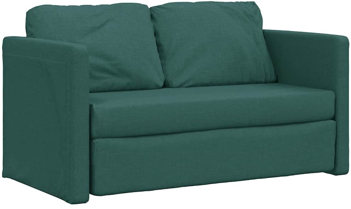 vidaXL Slaapbank - vloermodel - 2-in-1 - 112x174x55 - cm - stof - donkergroen