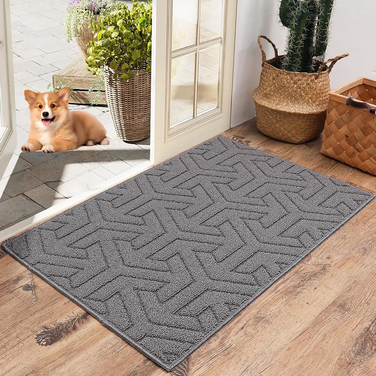 Wasbaar Antislip Keukentapijt - 90 x 150 cm Grijs, Ideaal voor Binnen en Buiten