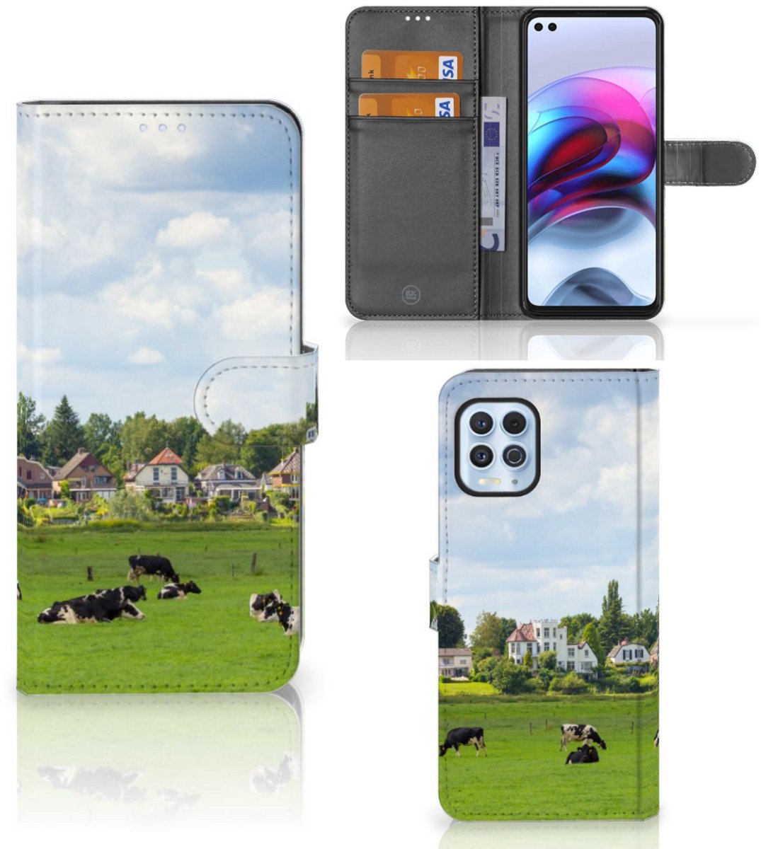 Motorola Moto G100 Telefoonhoesje met Pasjes Koeien