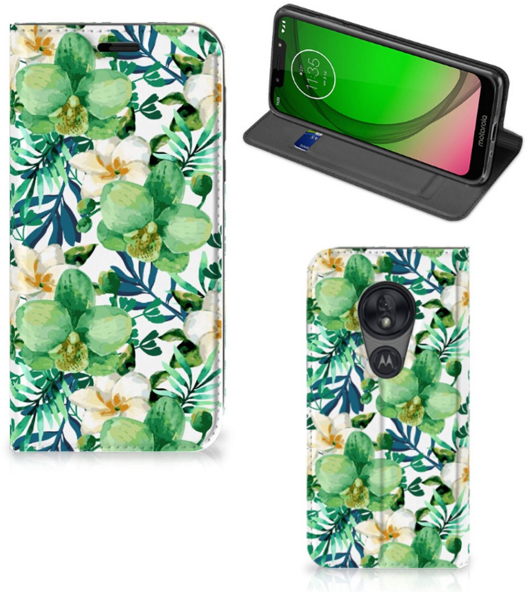Motorola Moto G7 Play Smart Cover Orchidee Groen