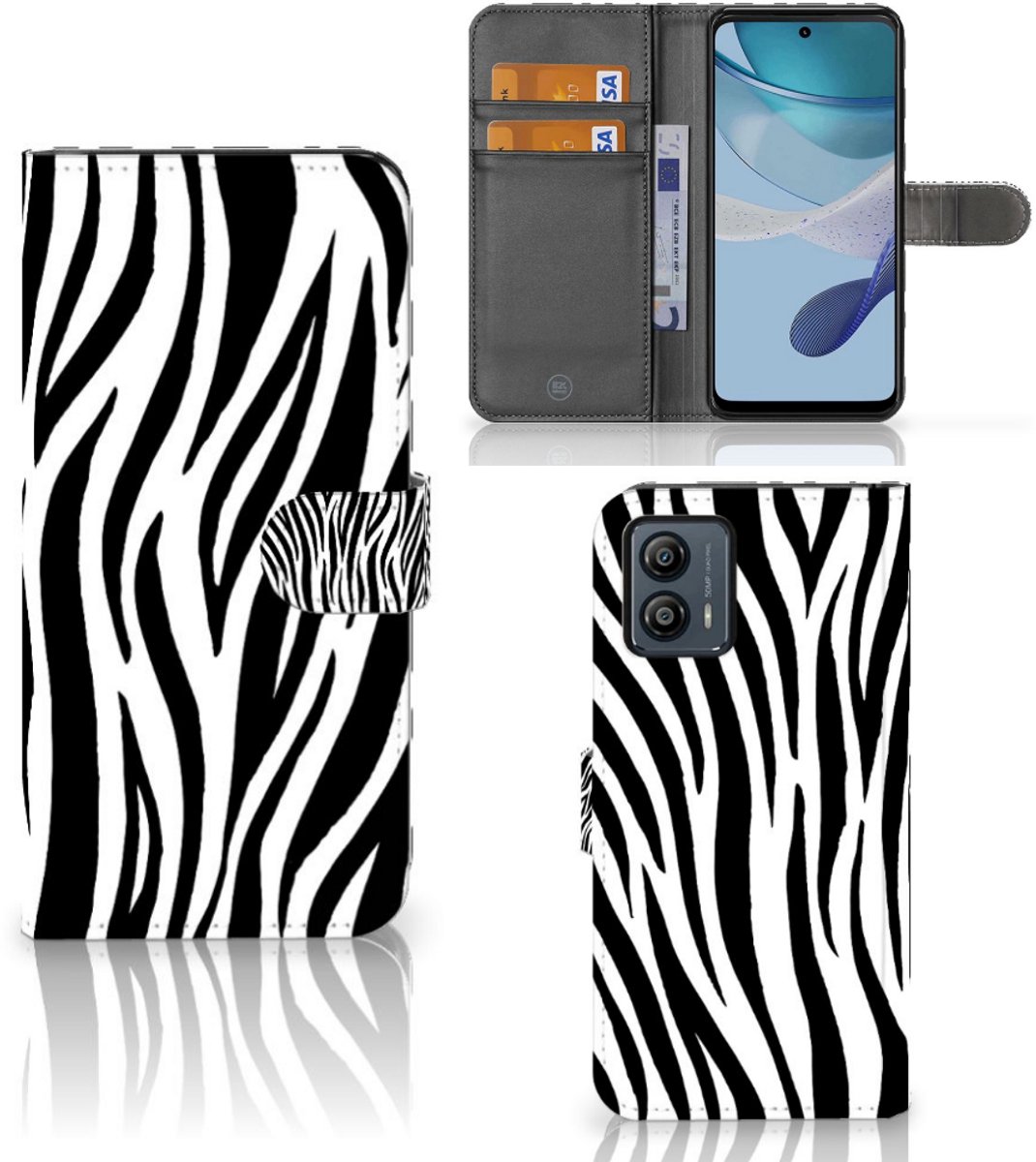 Motorola Moto G53 Telefoonhoesje met Pasjes Zebra