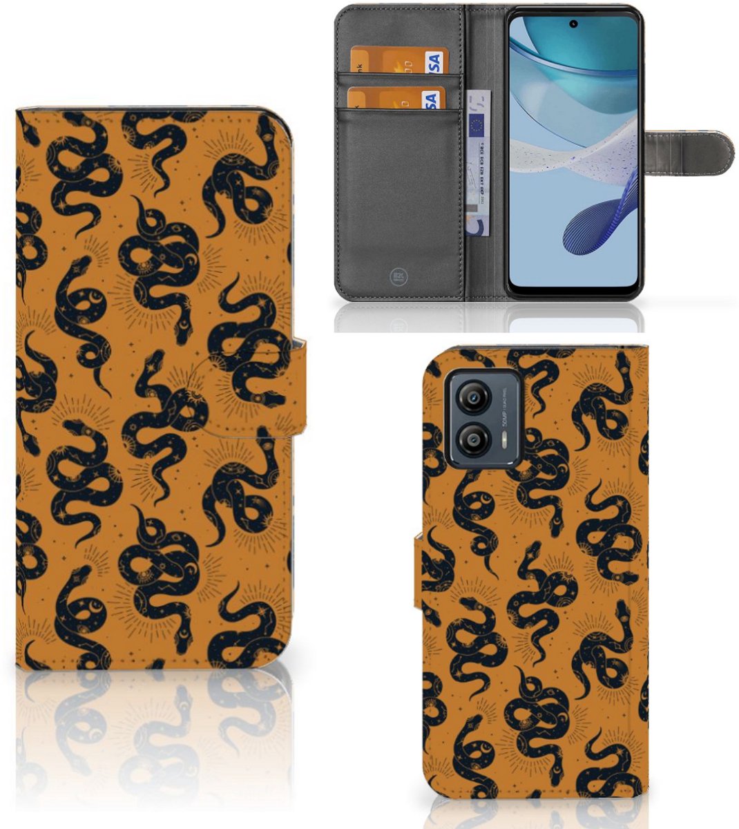 Telefoonhoesje met Pasjes voor Motorola Moto G53 Snakes