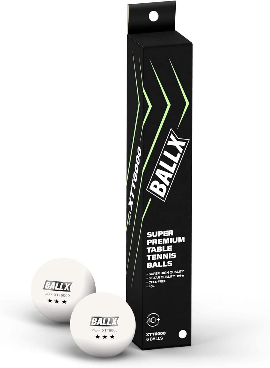 Professionele Tafeltennisballen 40+ ABS Wit, 6-stuks Set, Naadloos en Duurzaam