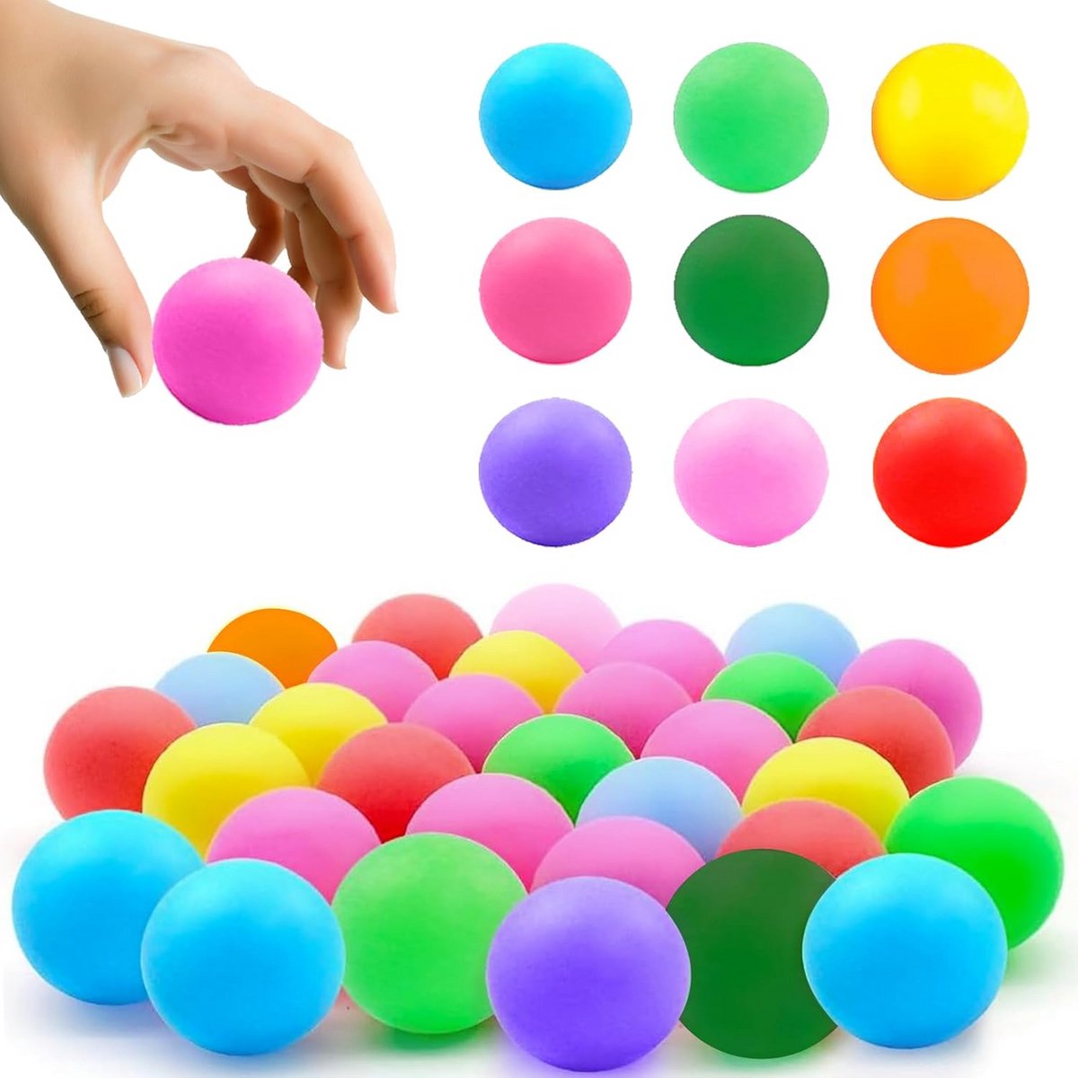 Set van 30 Tafeltennisballen 40mm in Gemengde Kleuren voor Beginners en Familieplezier