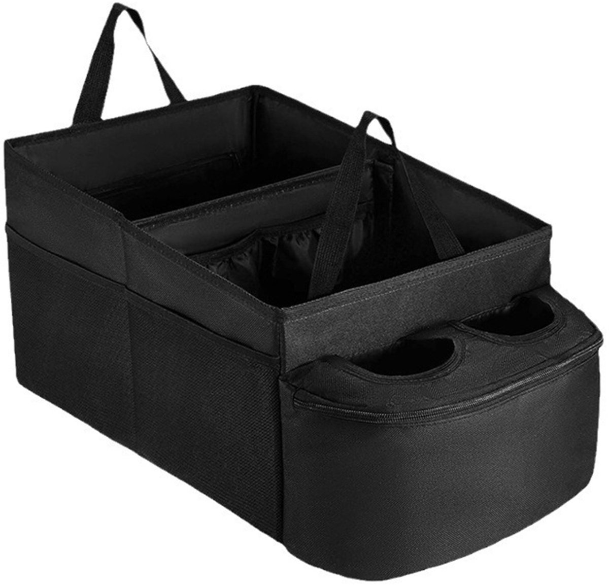 Auto-Organizer voor Achterbank en Passagiersstoel - Universele Stoelorganizer met Opbergvakken - Opvouwbaar - Waterdicht - voor Speelgoed, Boeken, Snacks - Zwart - 40 X 27 X 23 cm