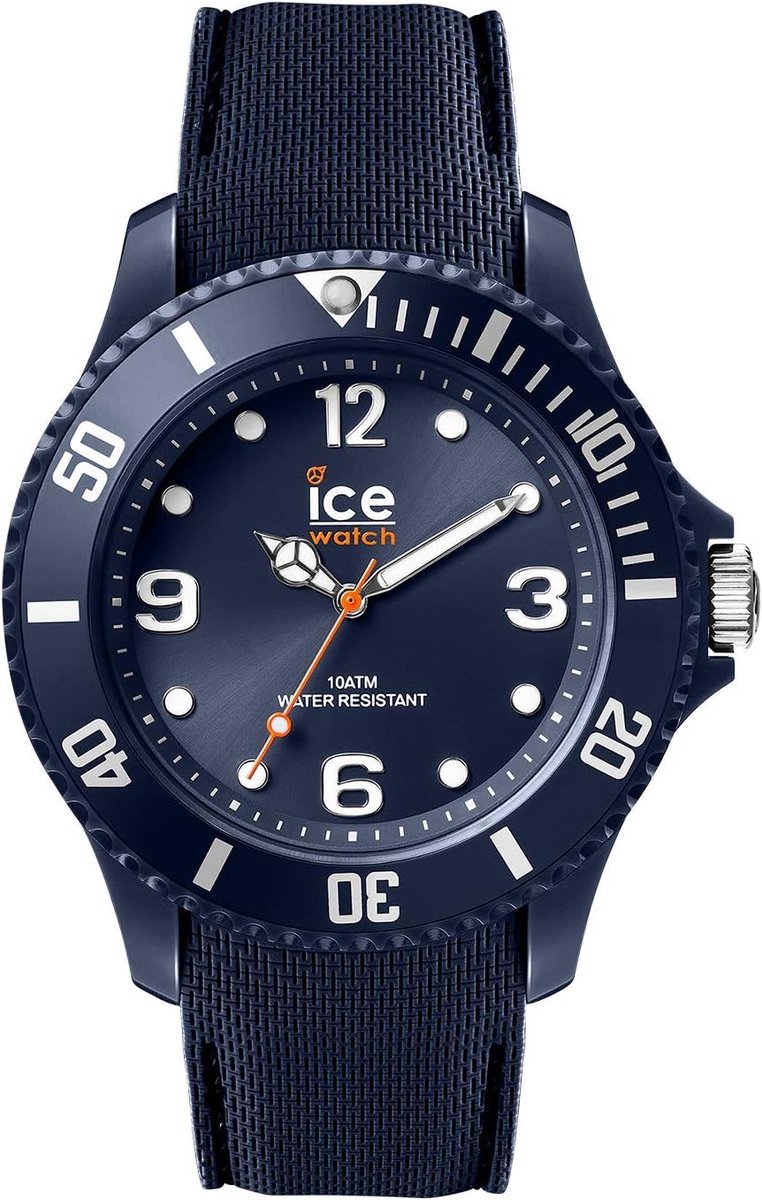 Donkerblauwe herenhorloge met siliconen band - Grote maat