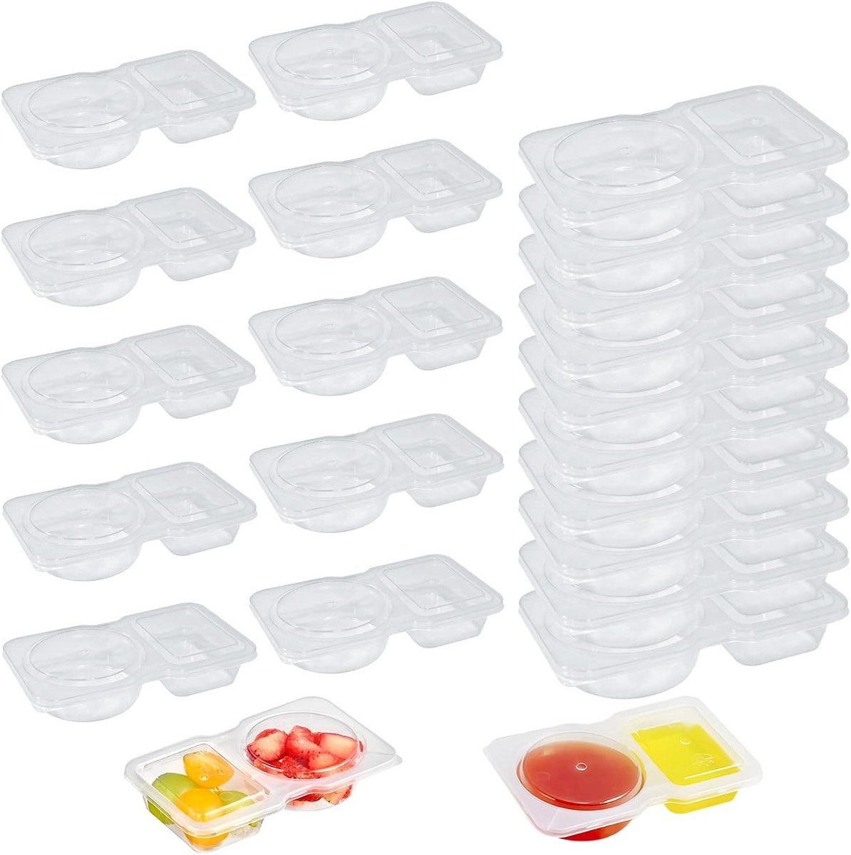 Herbruikbare kruidenpotjes en snackcontainers - 20 stuks met dubbele compartimenten