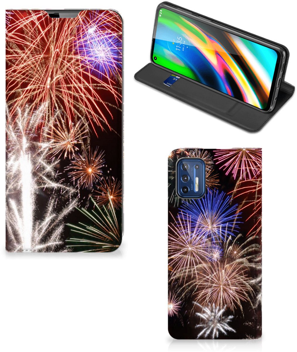 Motorola Moto G9 Plus Hippe Standcase Vuurwerk