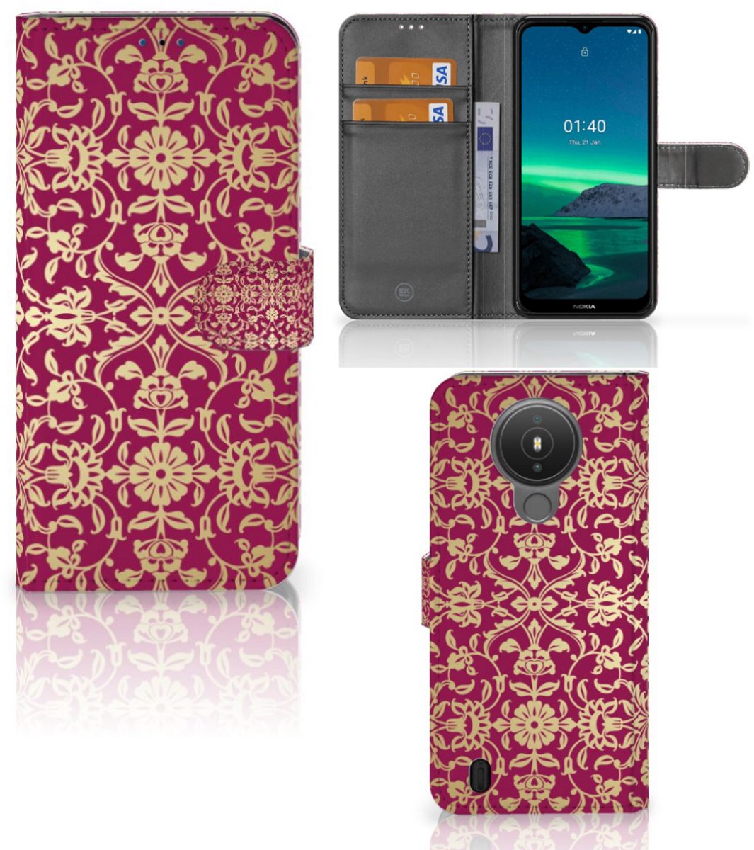 Wallet Case Nokia 1.4 Barok Pink