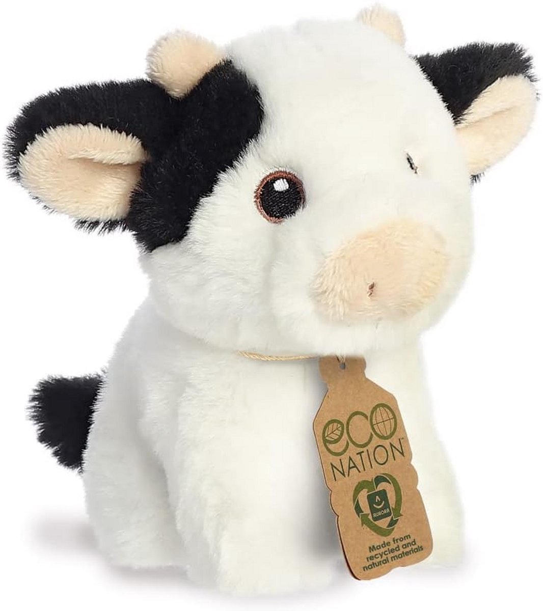 Eco Nation Mini Koe Knuffel 5in - Zacht Speelgoed Zwart en Wit