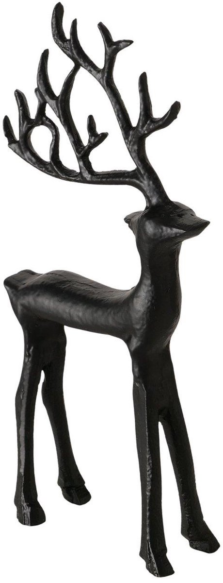 Boltze Home decoratie hert zwart metaal 9x3x20cm modern design.