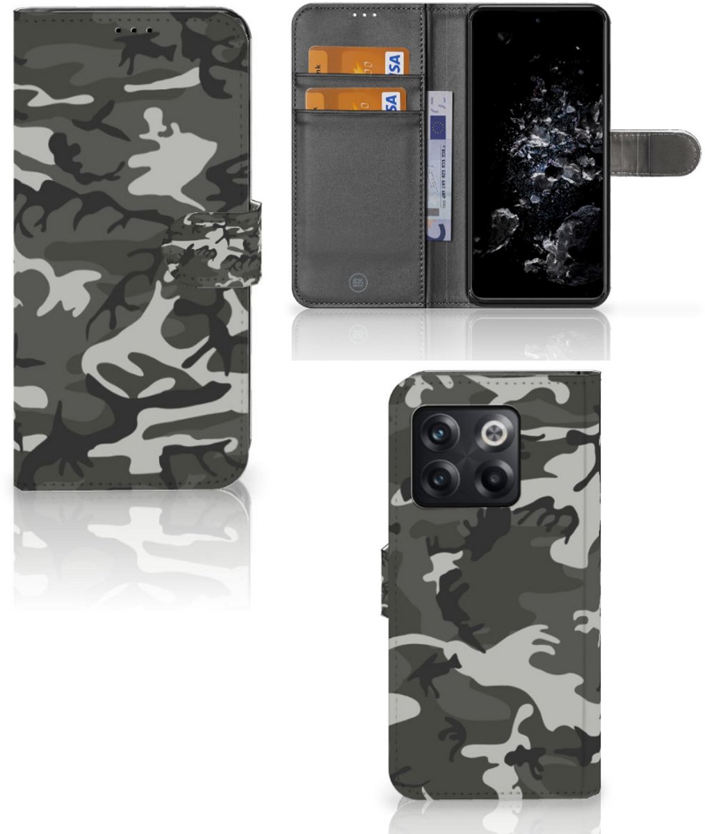 Book Case voor OnePlus 10T Telefoon Hoesje Army Light