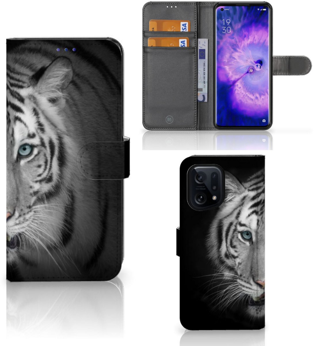 OPPO Find X5 Telefoonhoesje met Pasjes Tijger