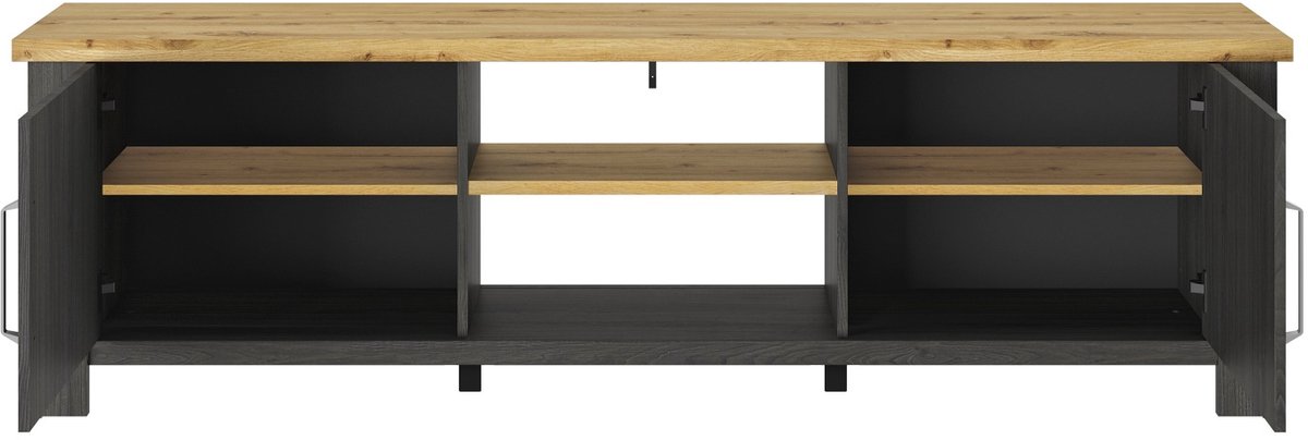 tv-meubel Sequoia | 200 x 45 x 60 cm | Artisan Oak-design - Gautier - Gami - Woonkamerkasten - Zwart - MDF - Woonkamerkasten -