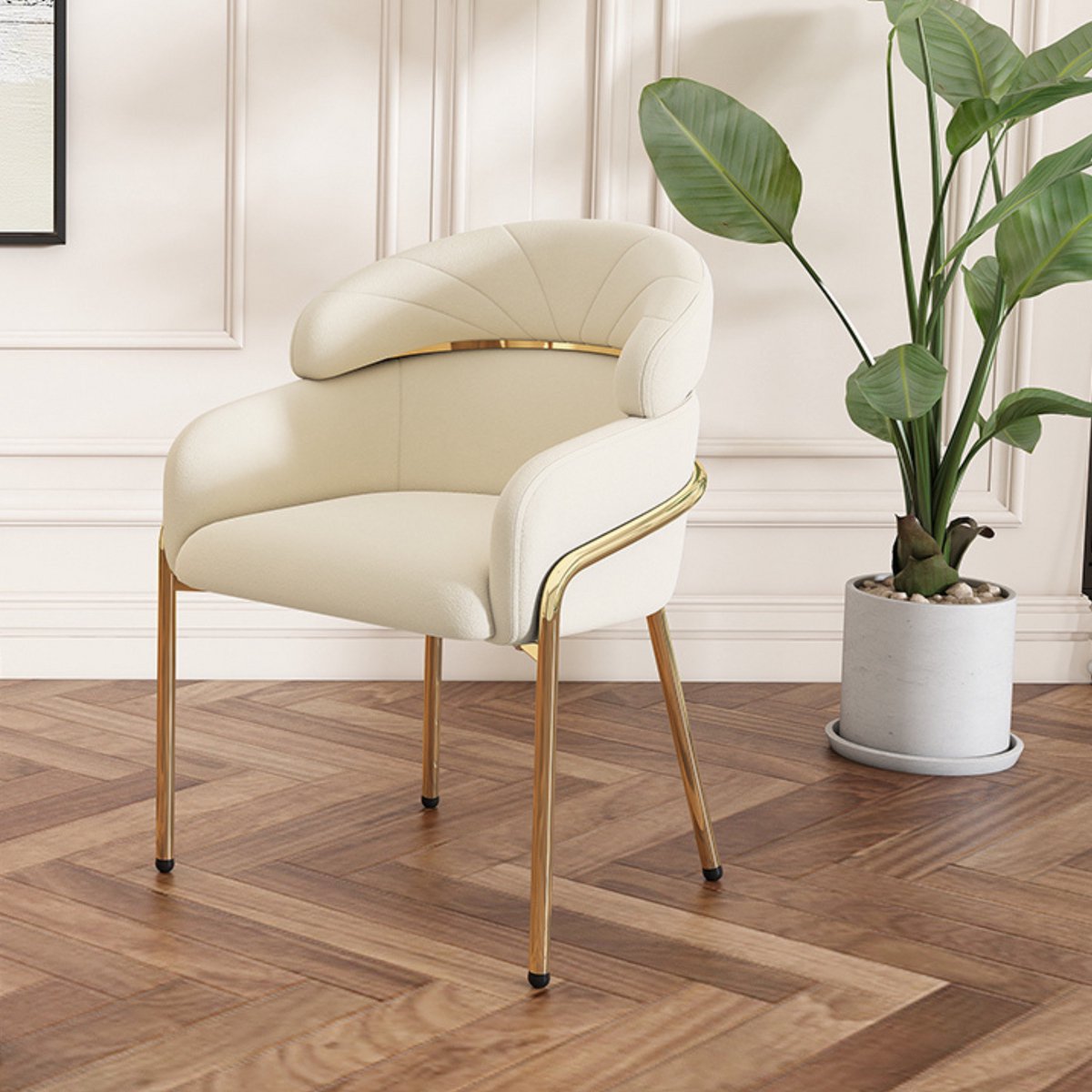 FloraGrace Eetkamerstoel - Modern Licht Luxe Design Met Fluwelen Bekleding - Ergonomisch C