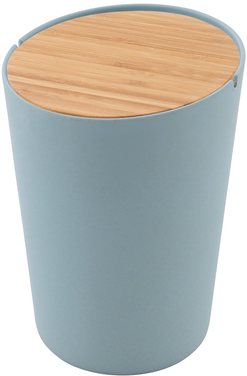 Afvalemmer voor op het aanrecht met deksel en grote vulopening, mistblauw, 3L