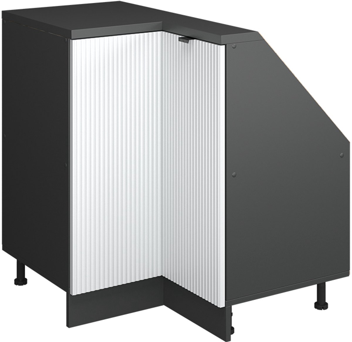 Vicco R-Line Hoekkeukenkast voor schuine wand – 75.6 cm met 1 deur Witte golf Witte golf/Antraciet