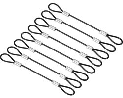 Veiligheidskabelslot 8-pack Roestvrij Staal - 0,3 ft Dubbele Lus voor Podiumverlichting en Bagagesluiting