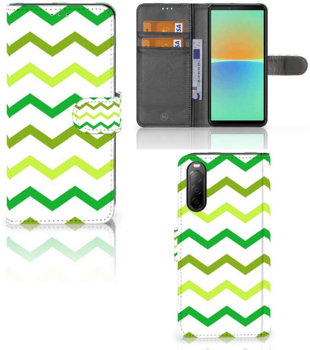 Sony Xperia 10 IV Telefoon Hoesje Zigzag Groen