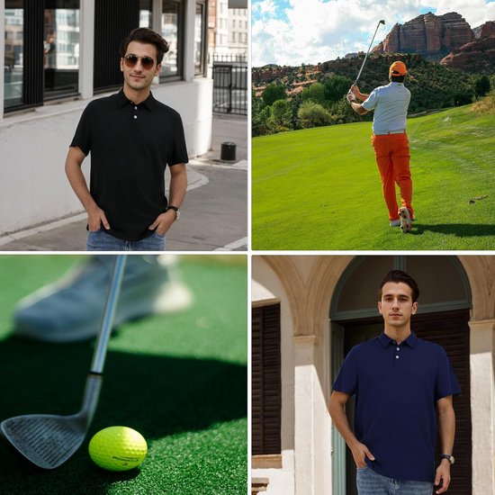 Sneldrogend Wafel Poloshirt voor Heren - Golfshirt met Korte Mouwen, Vochtafvoerend en Lichtgewicht — afbeelding 3