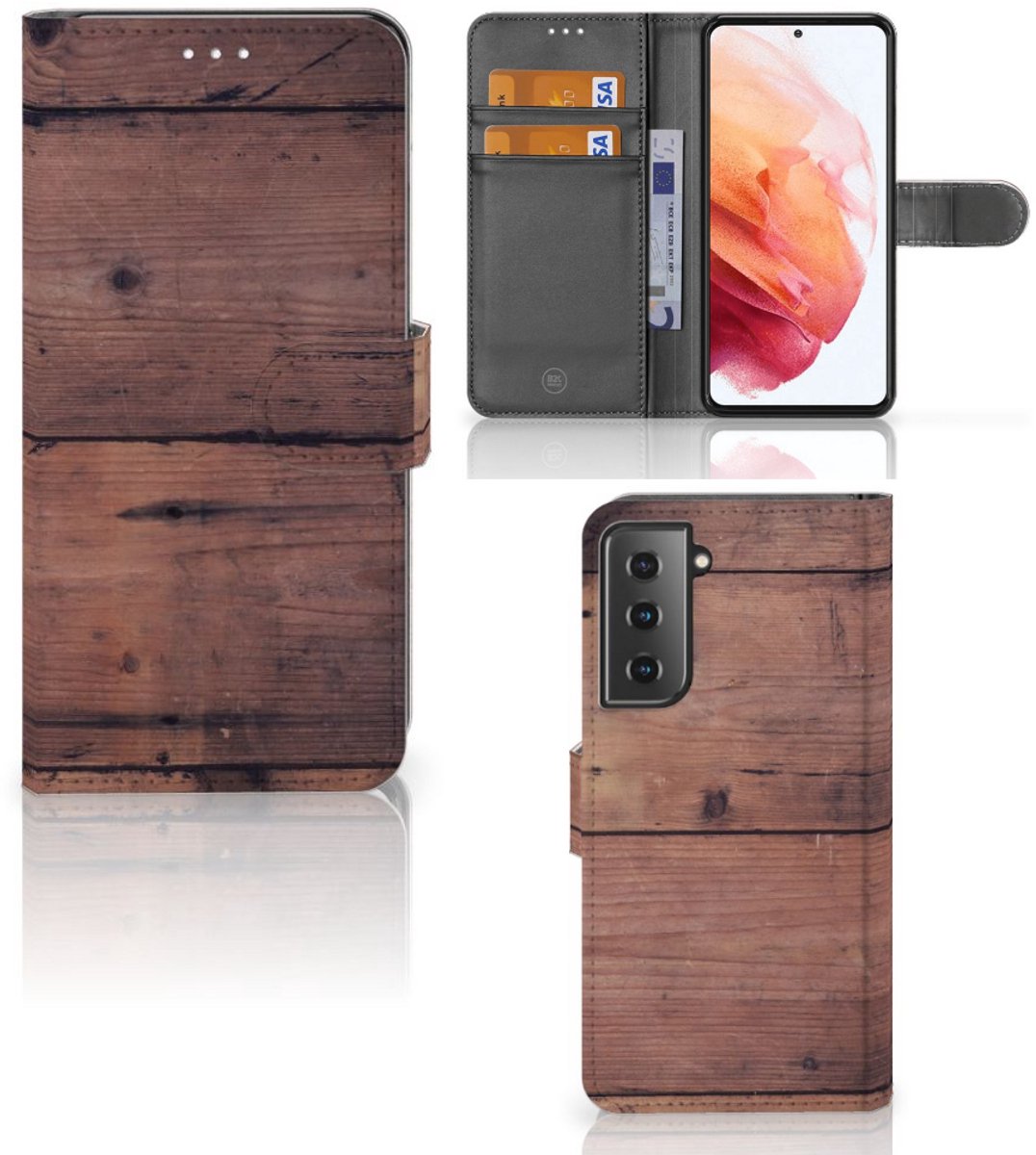 Samsung Galaxy S21 Book Style Case Old Wood
