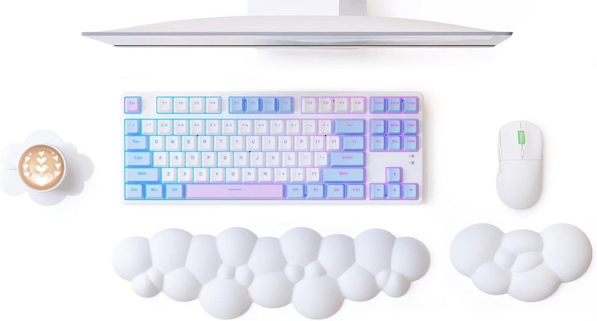 Ergonomische polssteun set voor toetsenbord en muis met zacht traagschuim en antislipbasis