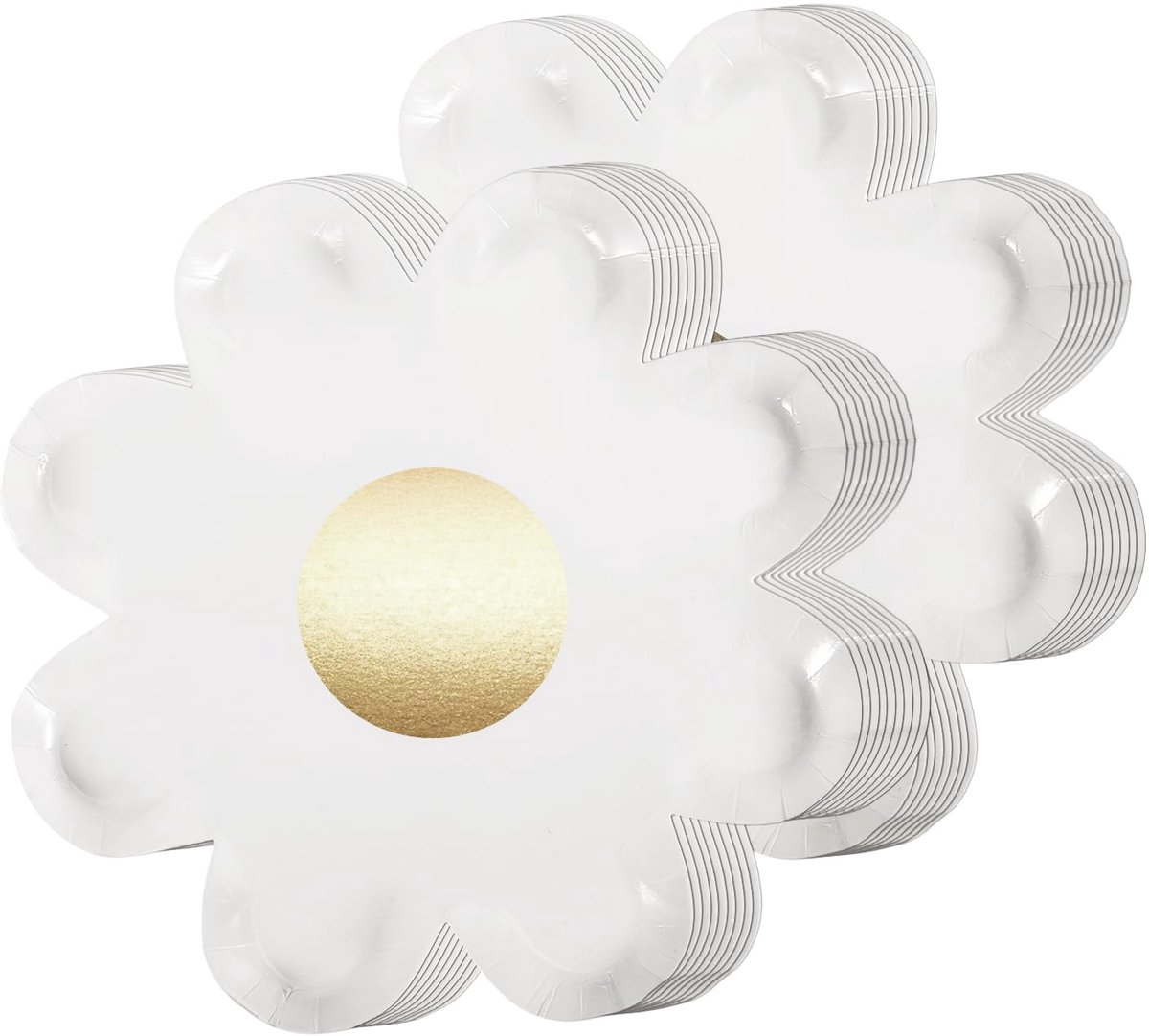 Papieren Borden - Daisy Bloem Motief - Ø 17.4 cm (50 Stuks)