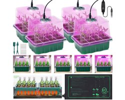 MUPOO IP67 Kweekbak met Verlichting en Warmtemat - Professionele Kweekset met 3 Lichtmodi & 4 Timers -Herbruikbaar -Full Spectrum LED - Instelbare Luchtvochtigheid -Seed Starter Kit voor Groenten en Bloemen -5 pack