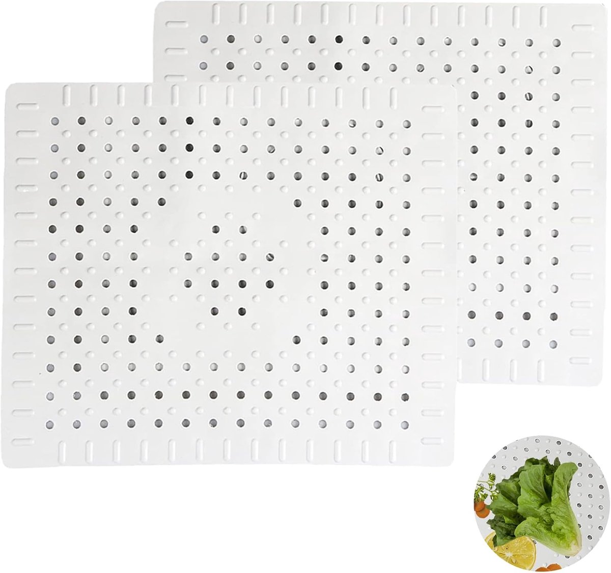 2-delige gootsteenmat - afdruipmat - Gootsteenmatten - Voor keukens en gootstenen - Rubber - Wit
