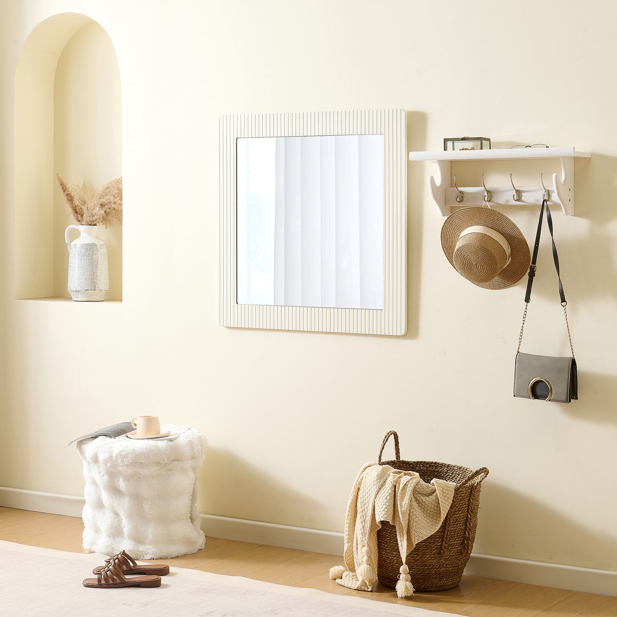 STILVORA Wandspiegel Helder – 80 X 80 Cm – Mdf – Wit – Voor Hal, Slaapkamer En Woonkamer – Met Tijdloos Design