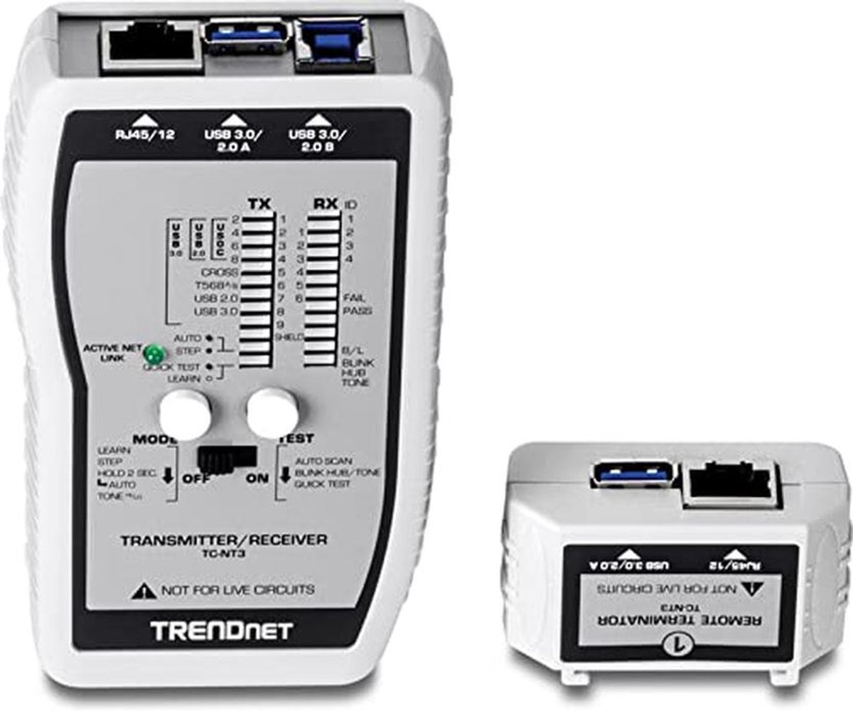 Kabeltester voor netwerken en USB-kabels