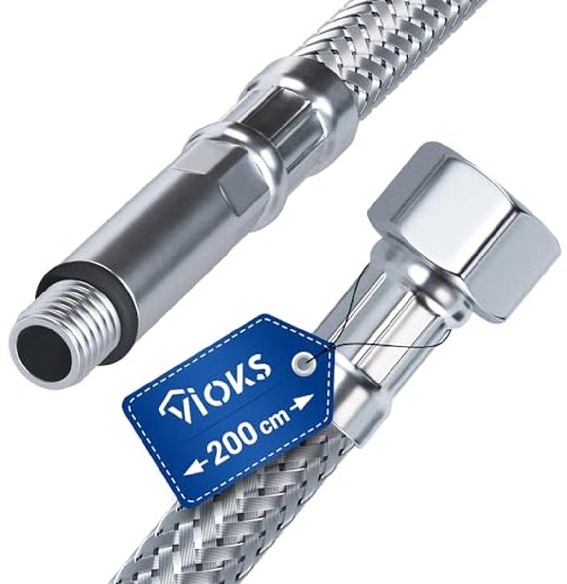 Aansluitslang 3/8 inch voor keukenkraan - Flexibele waterslang van roestvrij staal, 200 cm