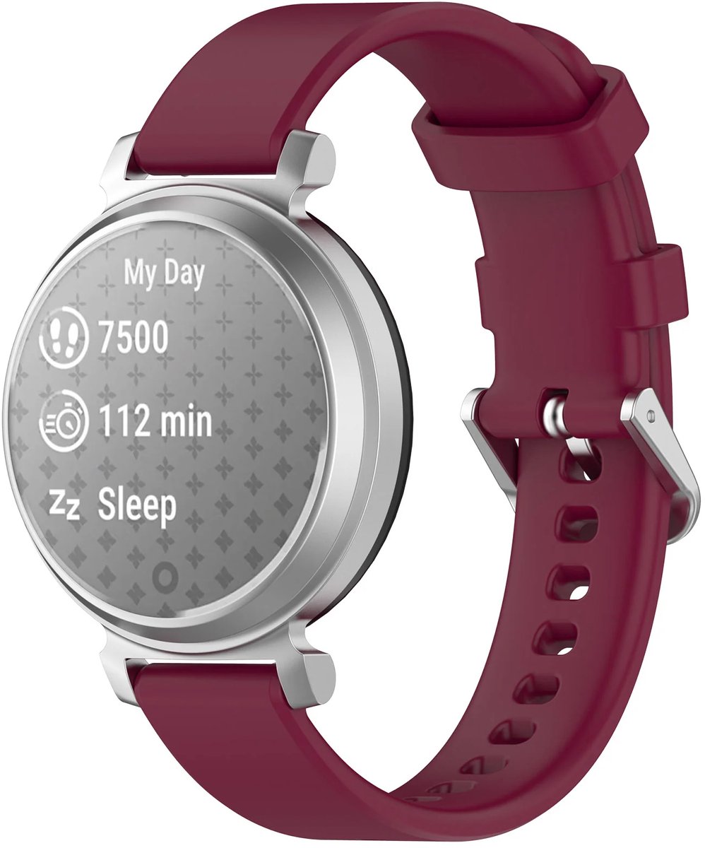 Strap-it Siliconen 'Classic' bandje geschikt voor Garmin Lily 2 / Pebble Round 2 - Wijnrood