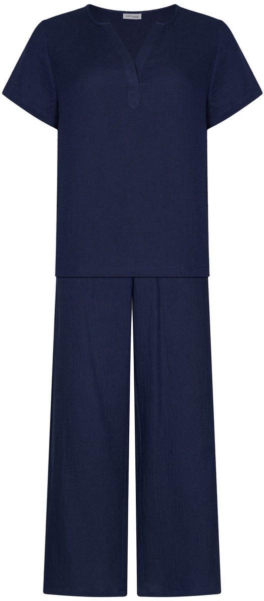 Pastunette Premium - Huispak - Indigo Flow - Katoen - Blauw - V-hals
