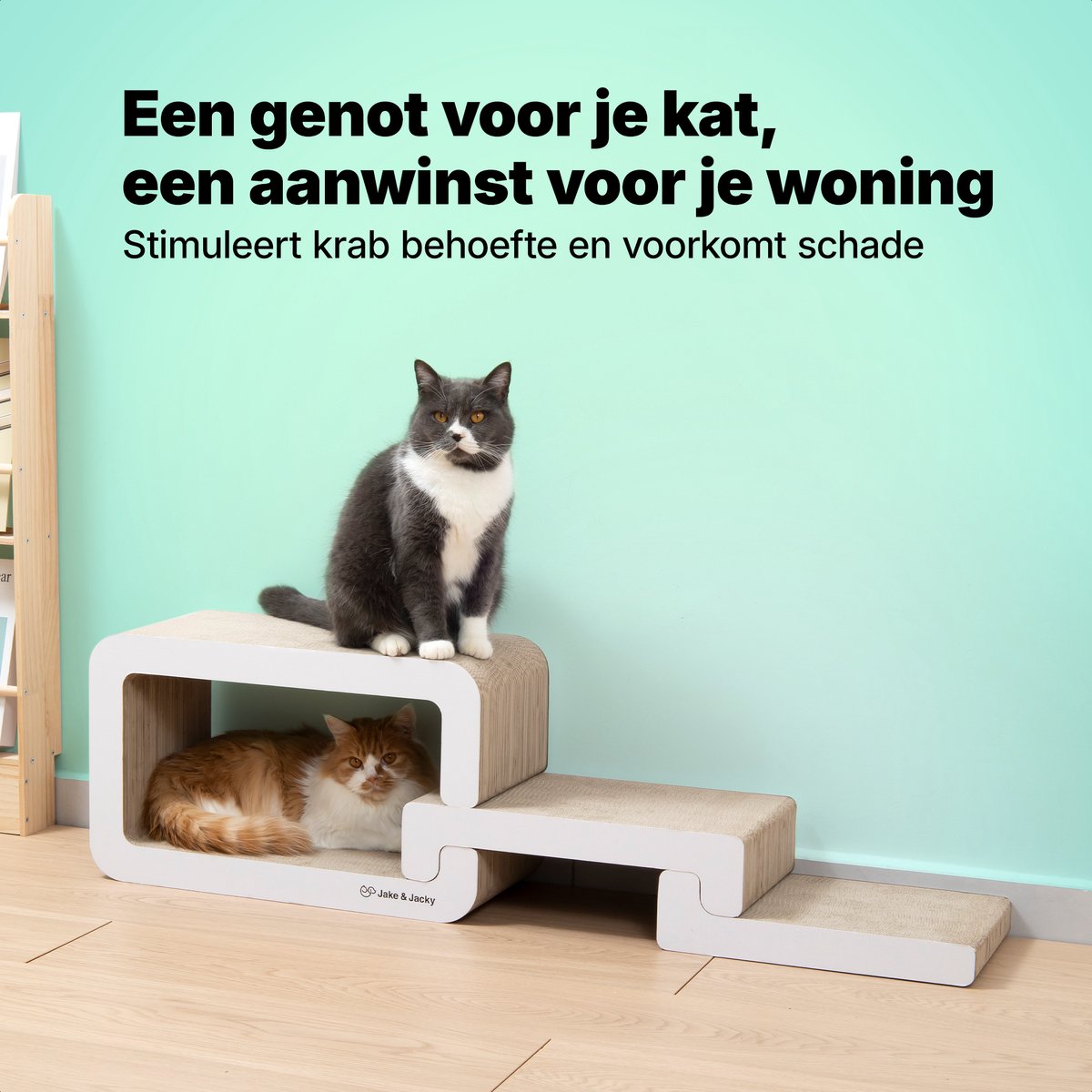 Jake and Jacky Krabkarton voor Katten - Krabpaal Karton - Krabplank - Krabmand - Krabmeubel - Kartonnen Krabmat - Kattenmand - Kattenbed - 116x33x24cm – foto 6