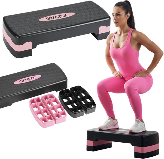 Signature Fitness Verstelbare Workout Aerobic Stepper Step Platform Trainer, Medium, Zwart/Grijs