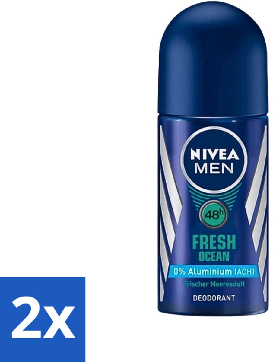 2 x Nivea - Men - Deodorant - Roller - Fresh Ocean - 50 ml - NIVEA MEN - Deodorant Roller - Frisheid - Oceaangeur - Zweetbescherming