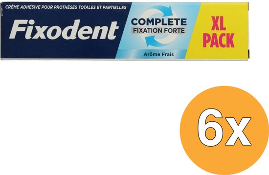 Fixodent Complete Sterke Fixatie XL Pack. 6 tubes kleefpasta voor volledige en partiële gebitsprothesen. Frisse Smaak.