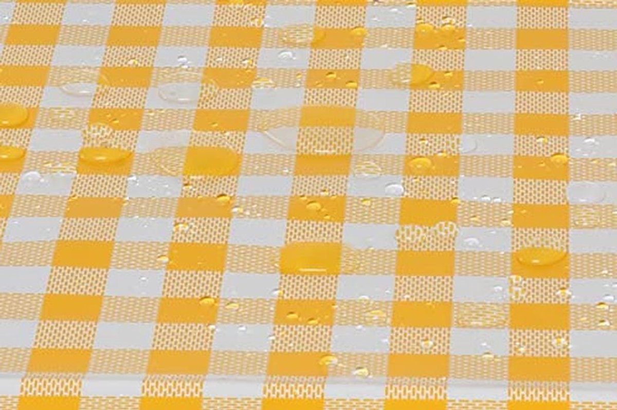 Afwasbaar rechthoekig tafelkleed 140 x 200 cm - Geel geruit