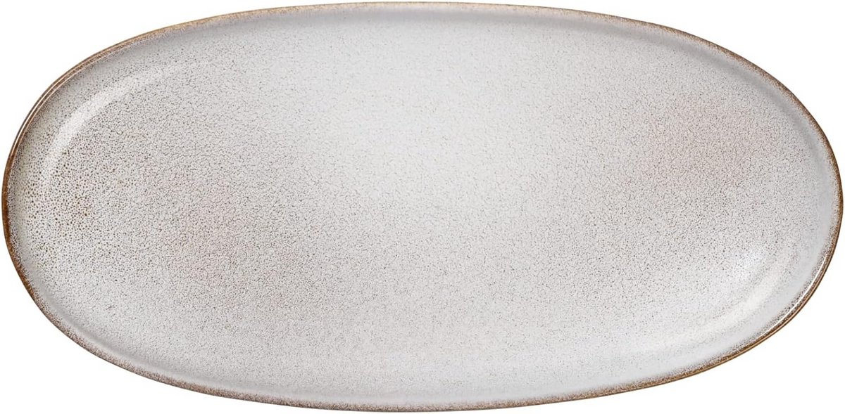 Ovaal Aperitiefbord Zandkleurig Aardewerk 20x10 cm Uniek Glazuur