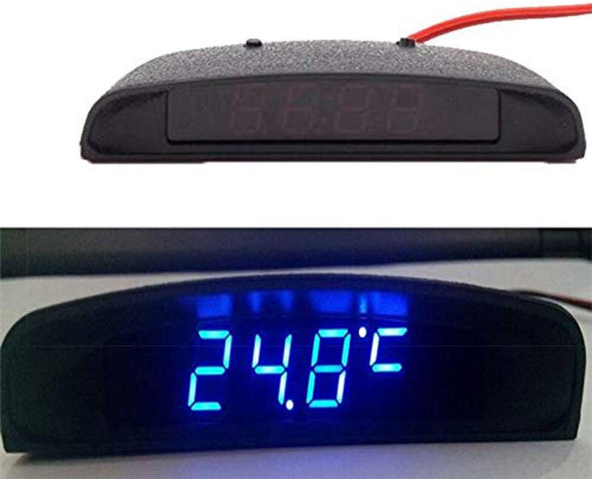 Digitale Auto Klok met Datum, Voltmeter en Thermometer voor 12V