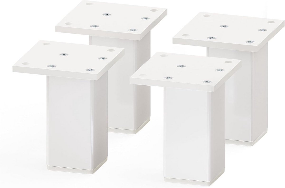 Set van 4 Vierkante Aluminium Meubelpoten Wit 80 mm Hoogte