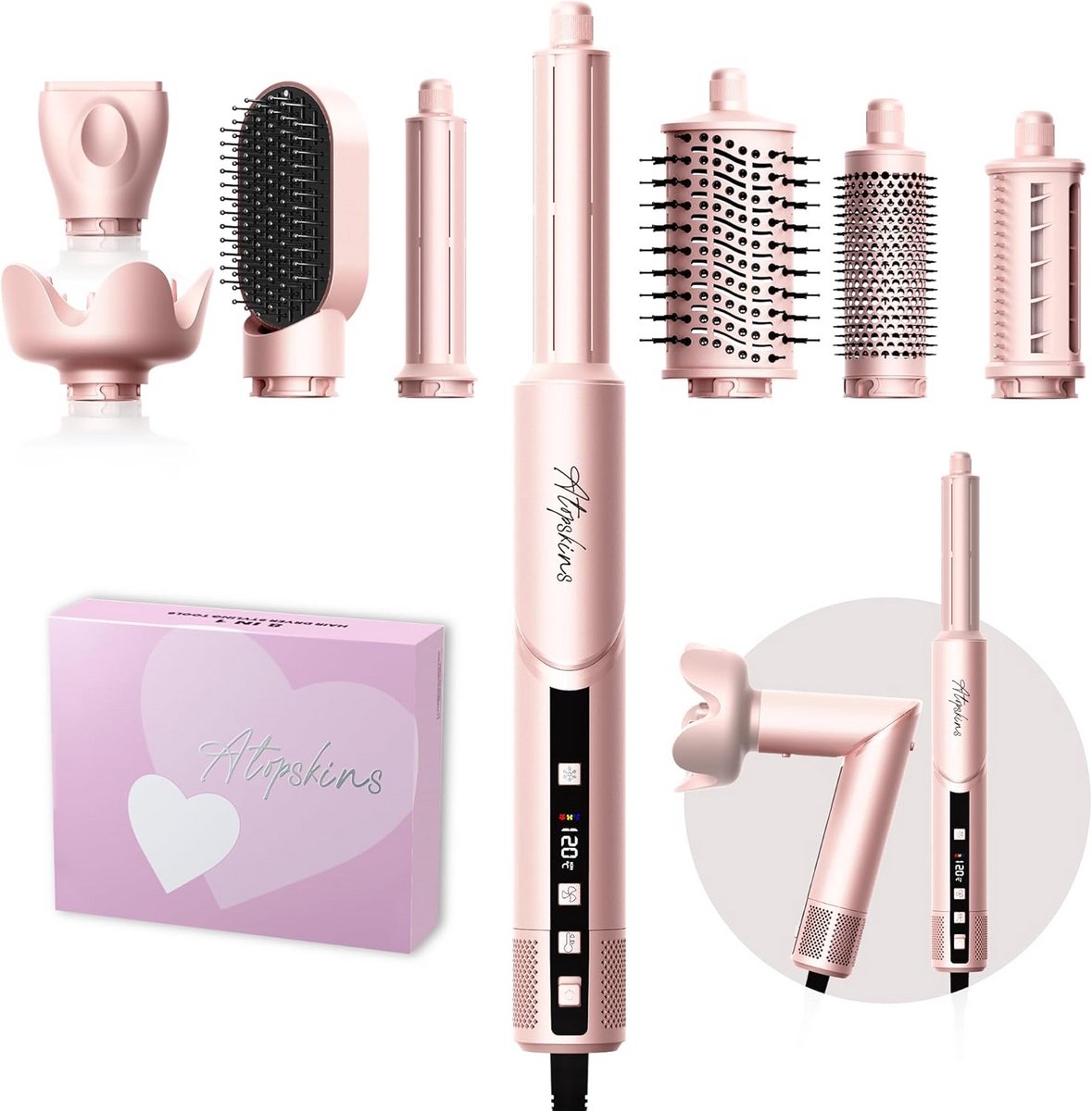Luchtdroger Krultang Styler 8-in-1 Haarstylingset