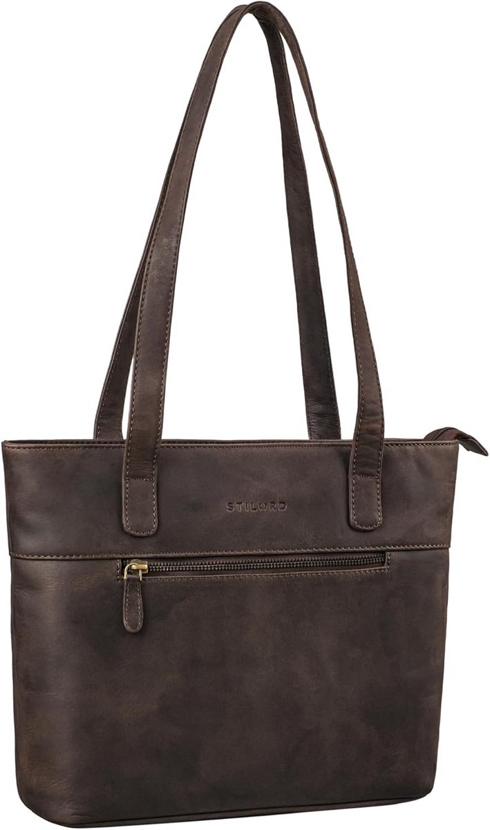 Leren Shopper Tas Dames Vintage Schoudertas Geschikt voor Laptop en A4 Documenten