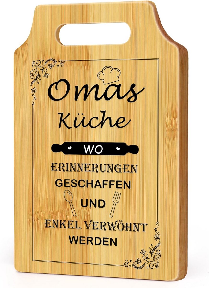 Bamboe Snijplank met Gravure "Bij Oma Smaakt Het Het Beste"
