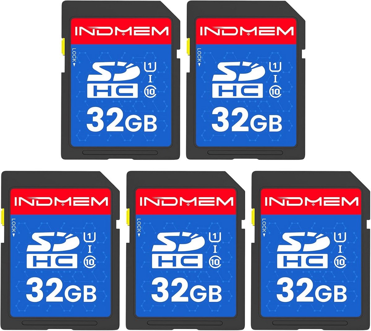5-Pack SD Kaarten 32GB Geheugenkaarten Set