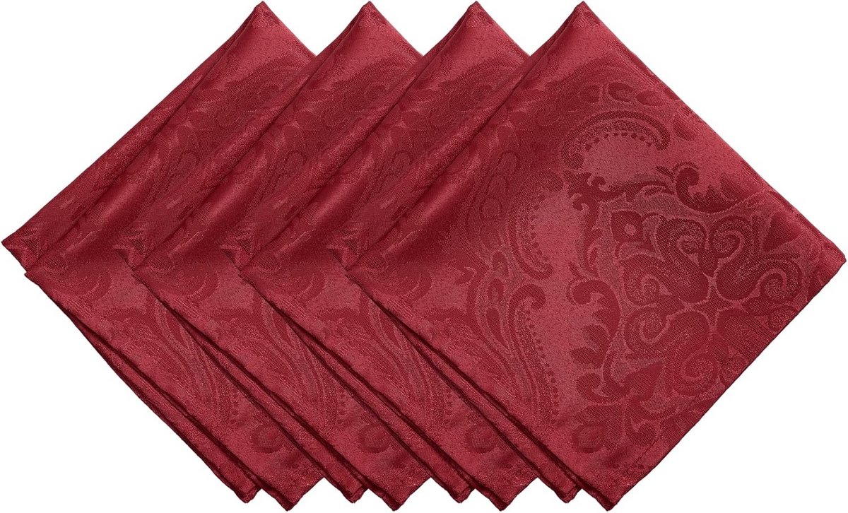 Set van 4 Damast Servetten Jacquard Geweven Waterafstotend en Vlekbestendig