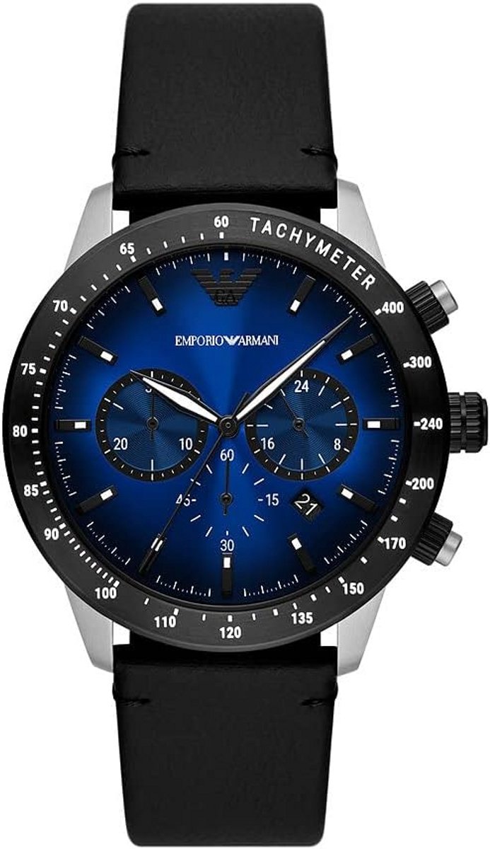 Herenhorloge Chronograaf RVS met Leren Band