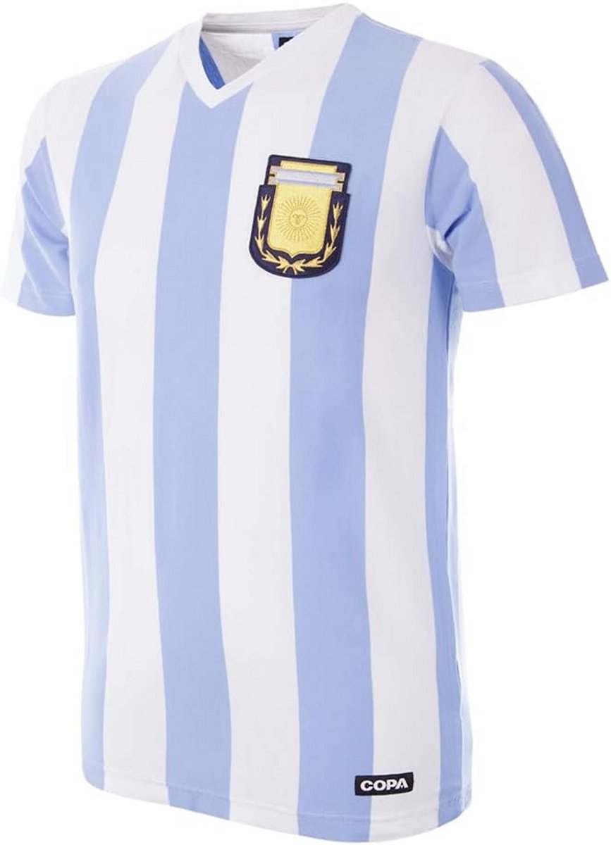 Gestreept V-hals T-shirt voor Heren in Argentinië Stijl