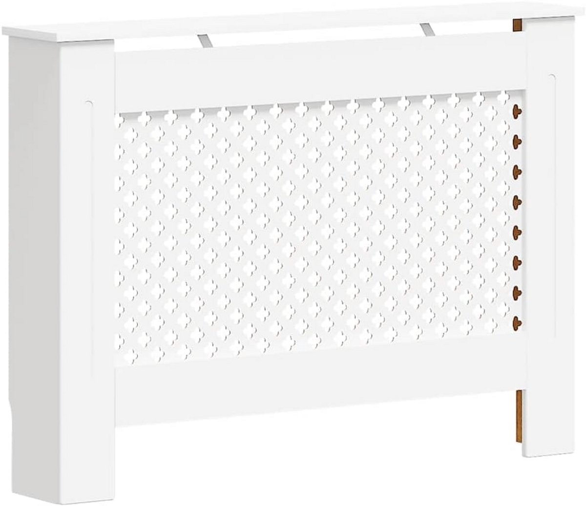 Stijlvolle Radiatorombouw Wit MDF met Plank - Verwarming Verbergen